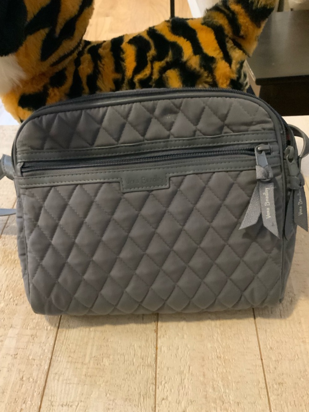 Vera Bradley Quilted Gray Crossbody Messenger Bag